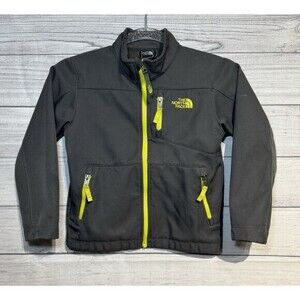 North Face Jacket Boys XS (6) Gray Full Zip Fleece Lined TNF Apex Clean VG